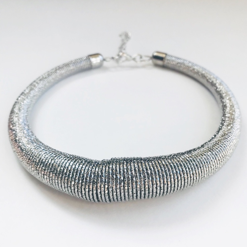 Trendy silver choker necklace